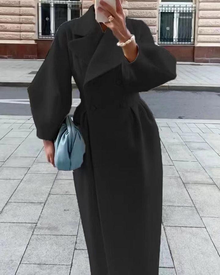 Fashion Lantern Sleeves Lapel Long Coat