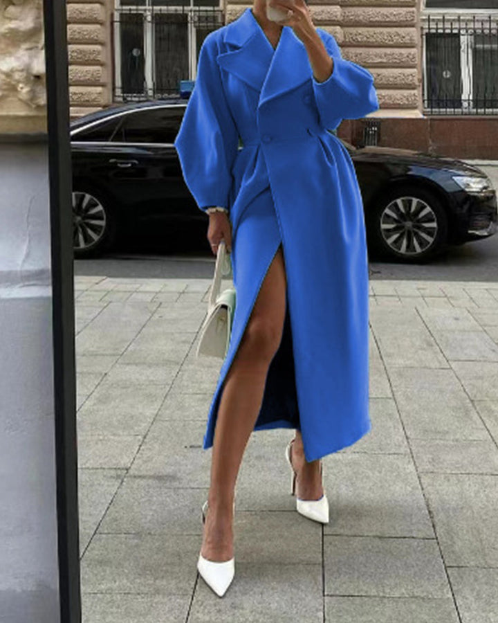 Fashion Lantern Sleeves Lapel Long Coat