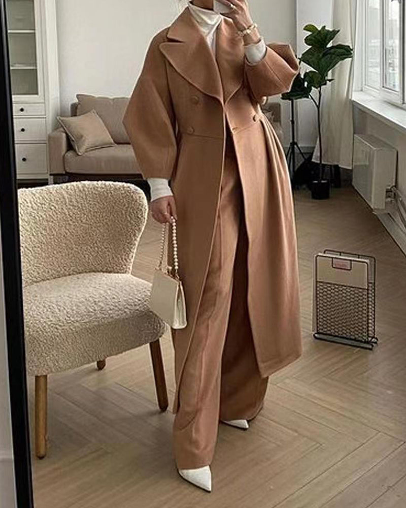 Fashion Lantern Sleeves Lapel Long Coat