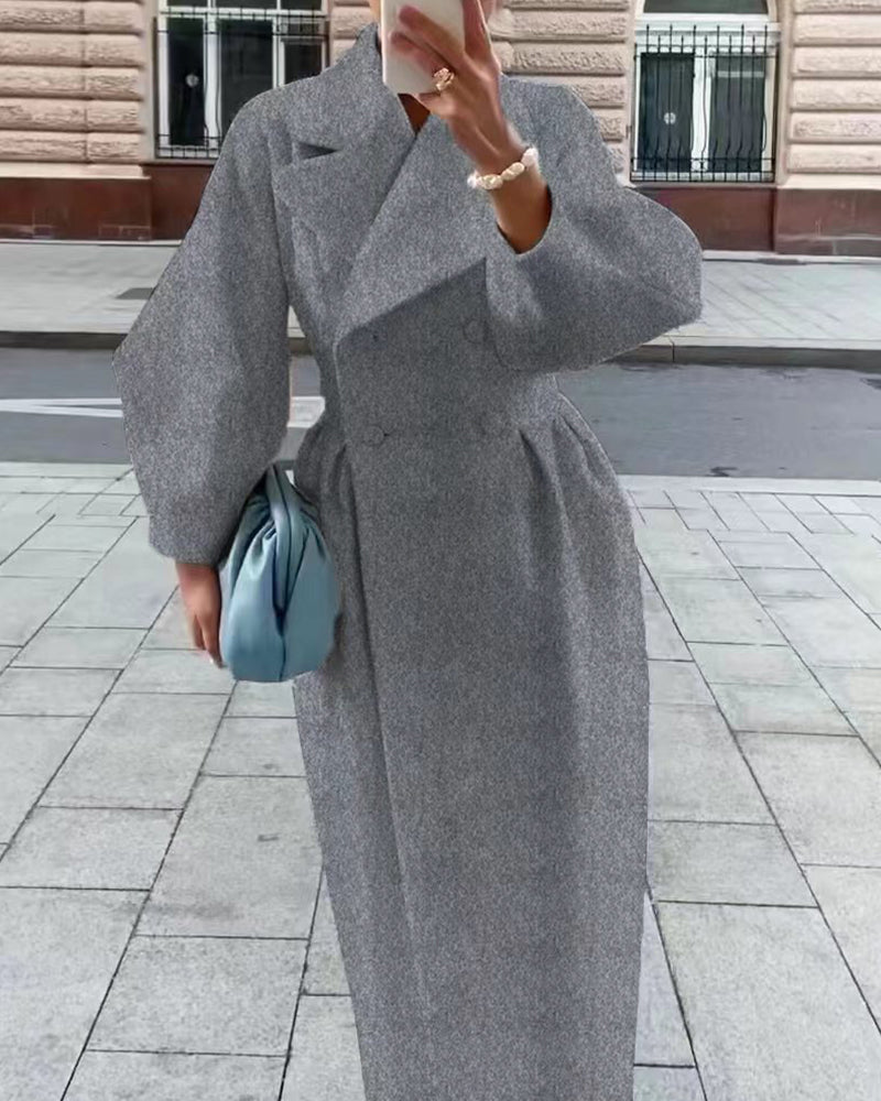 Fashion Lantern Sleeves Lapel Long Coat