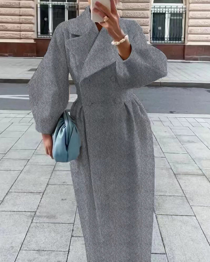 Fashion Lantern Sleeves Lapel Long Coat