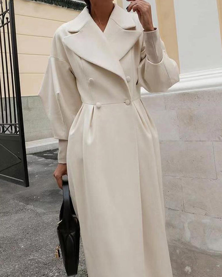 Fashion Lantern Sleeves Lapel Long Coat