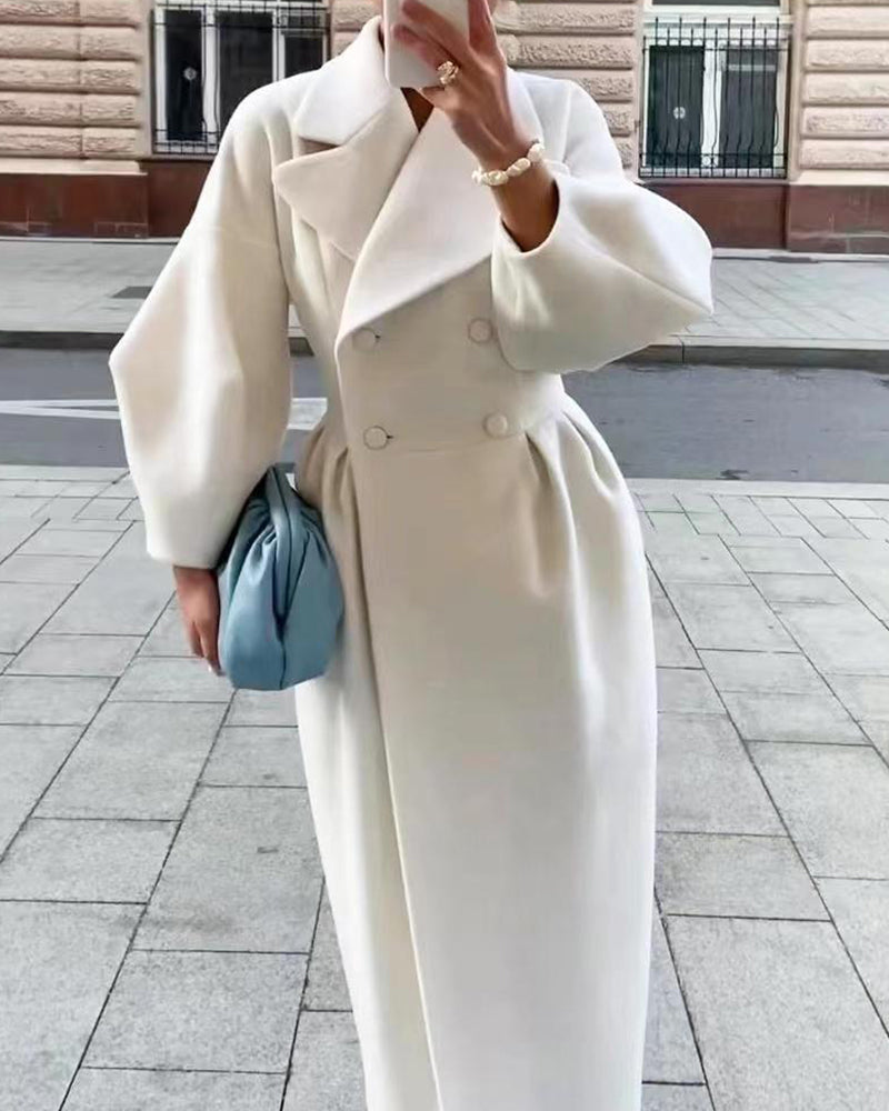 Fashion Lantern Sleeves Lapel Long Coat