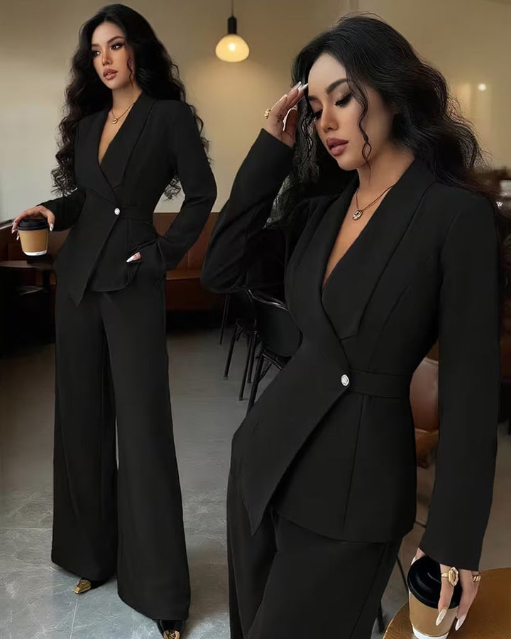 Formal Elegant One-Button Blazer Suit Set
