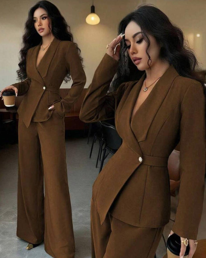 Formal Elegant One-Button Blazer Suit Set