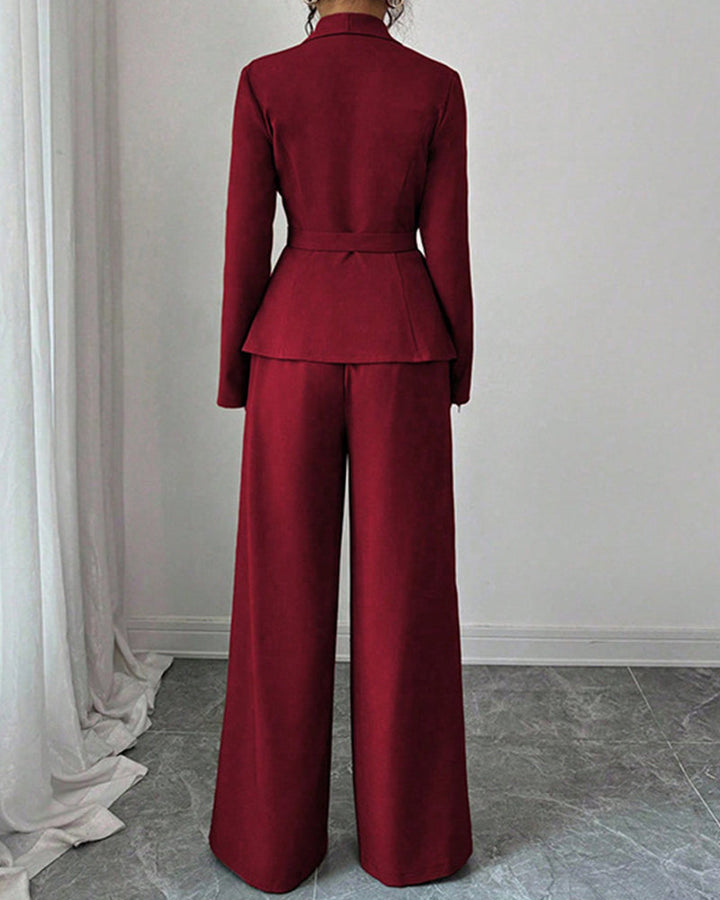 Formal Elegant One-Button Blazer Suit Set