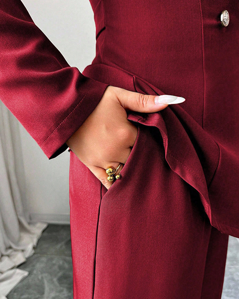 Formal Elegant One-Button Blazer Suit Set