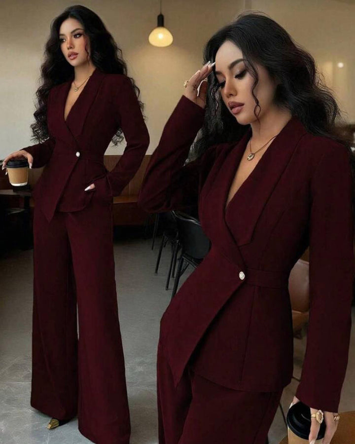 Formal Elegant One-Button Blazer Suit Set