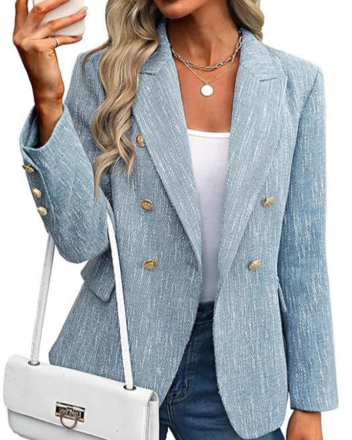 Business Casual Double Breasted Tweed Blazer