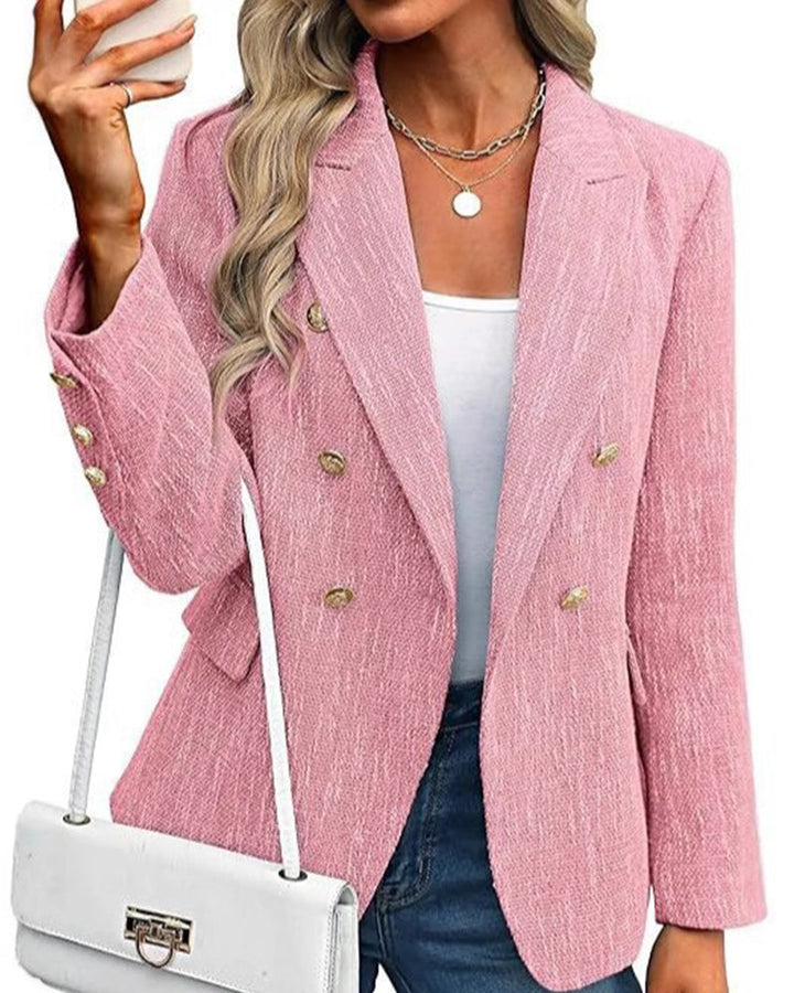 Business Casual Double Breasted Tweed Blazer