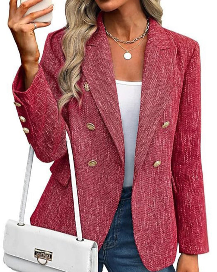 Business Casual Double Breasted Tweed Blazer