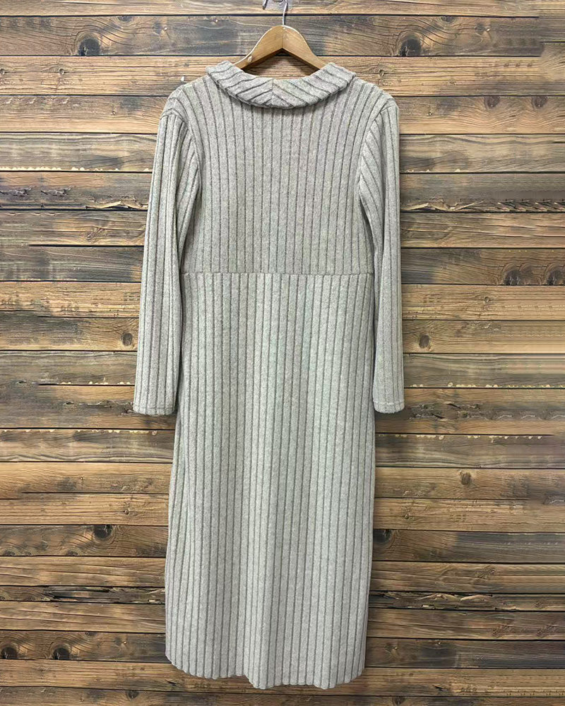 Elegant Knit Cardigan Dress Matching Set