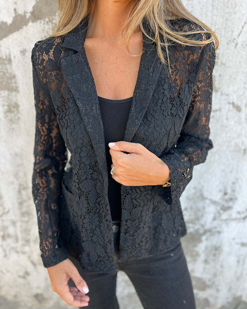 Fashion Lapel Collar Lace Suit Jacket