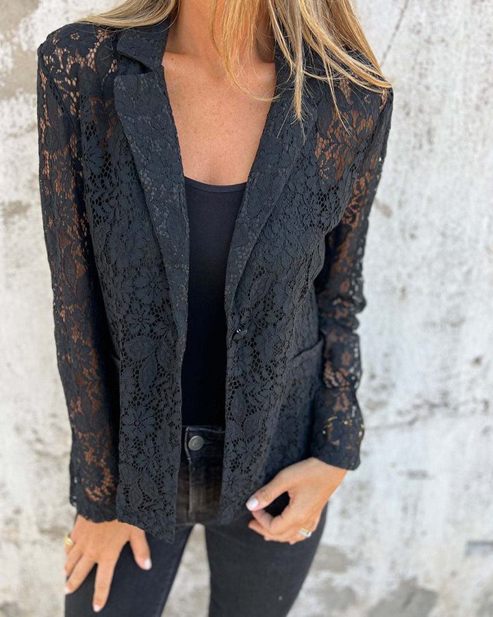 Fashion Lapel Collar Lace Suit Jacket