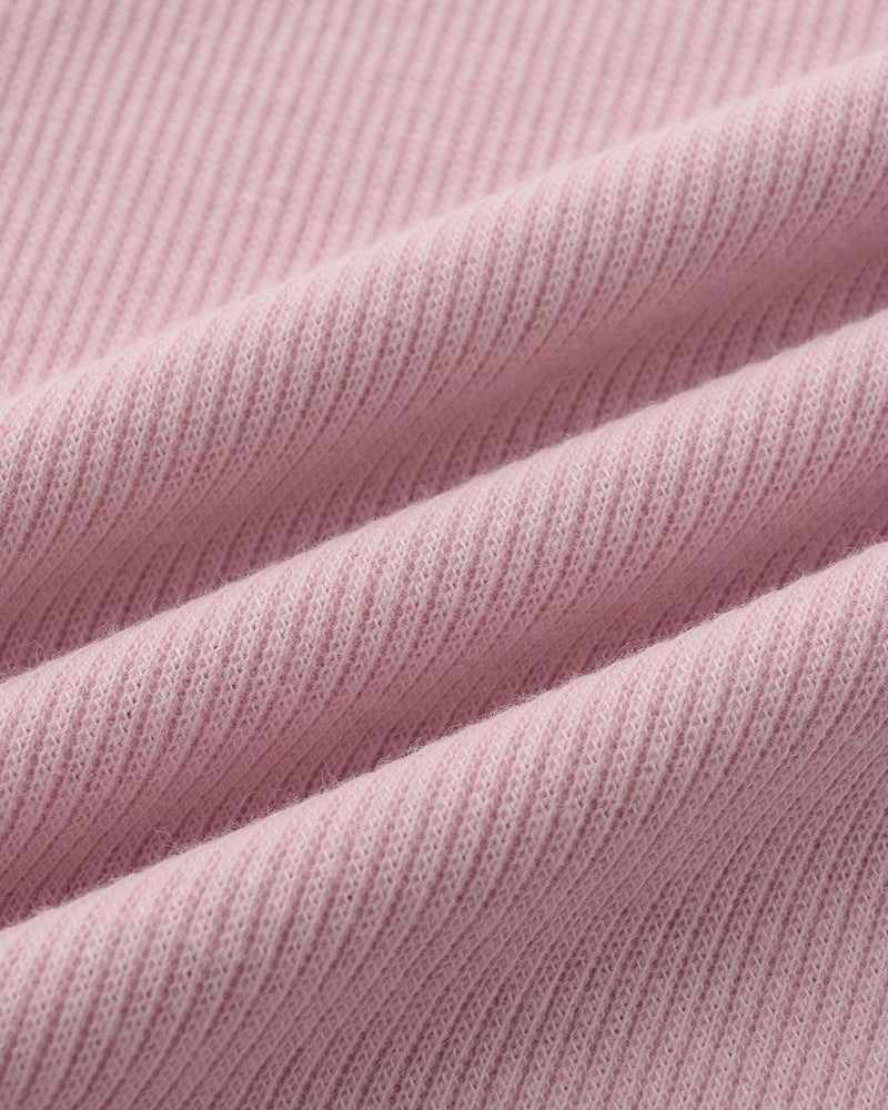 Elegant Ruffle Trim Button Detail Rib Blouse