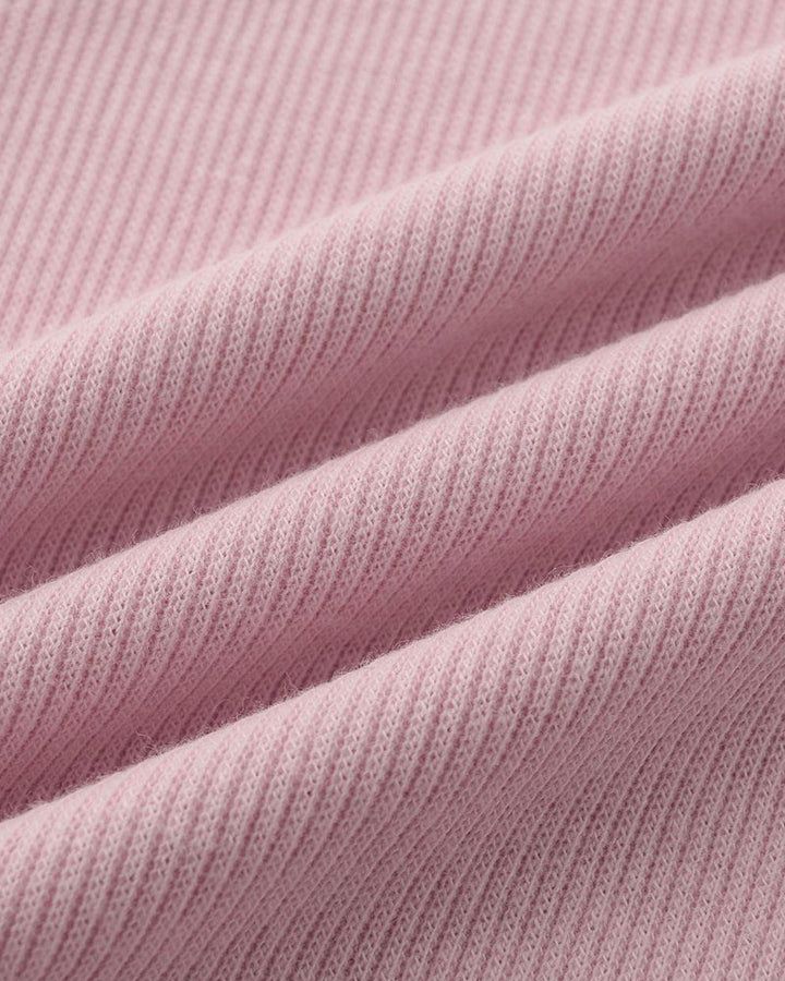 Elegant Ruffle Trim Button Detail Rib Blouse