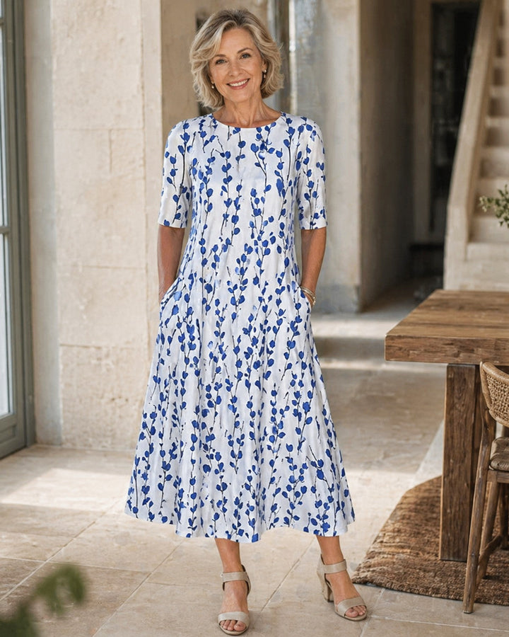 Marguerite | Floral Midi Dress with Pockets