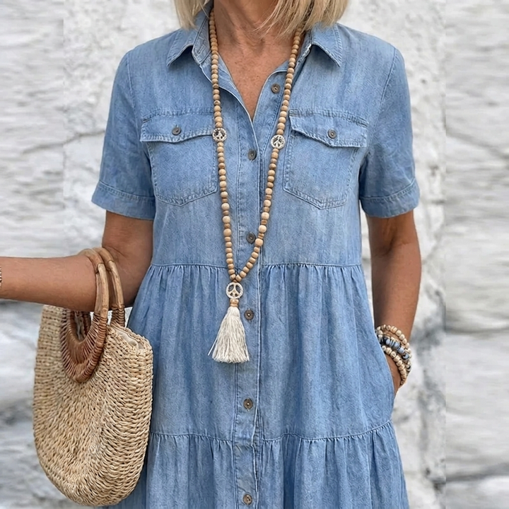Odelia™ Relaxed Tiered Button-Front Midi Dress