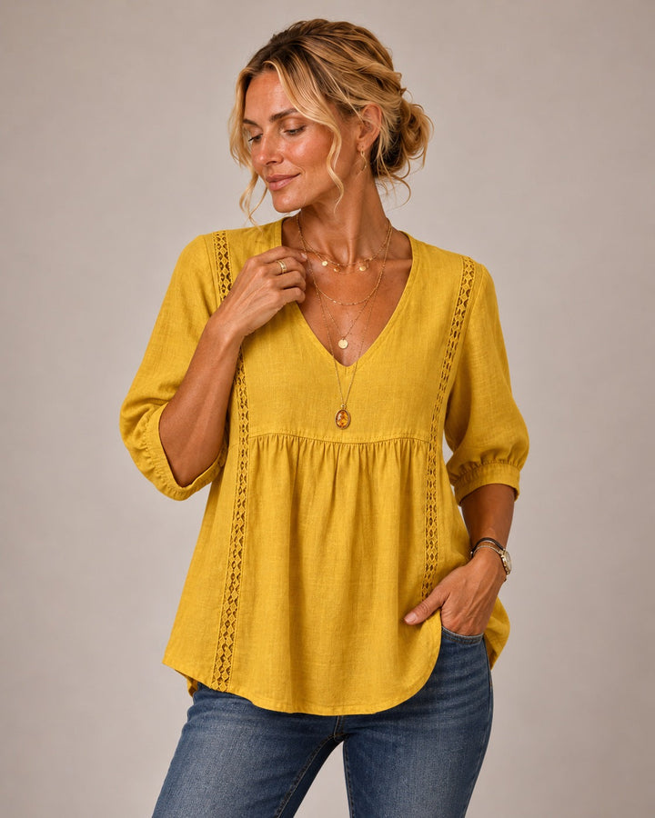Maren | Lace-Trim V-Neck Blouse