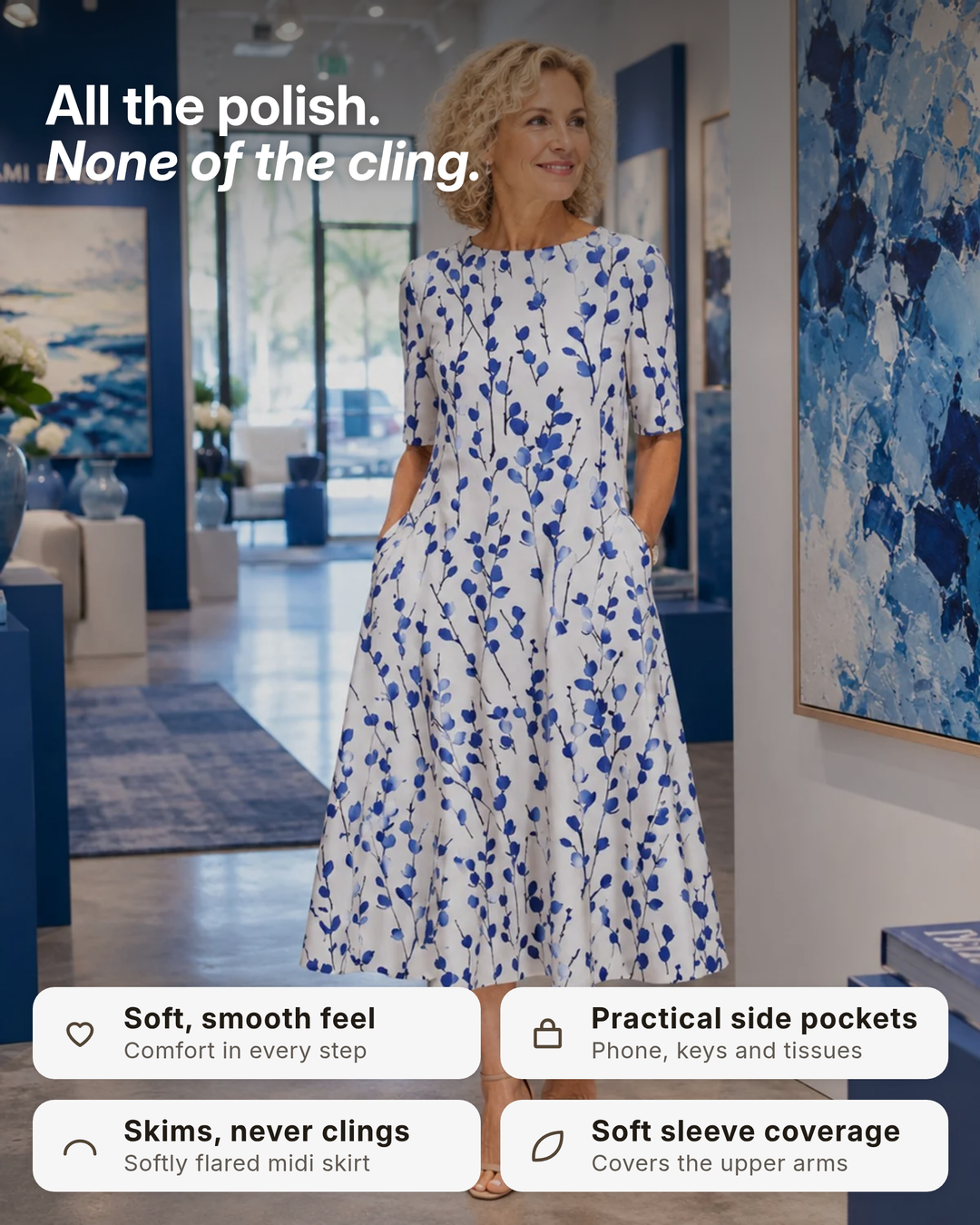 Marguerite | Floral Midi Dress with Pockets