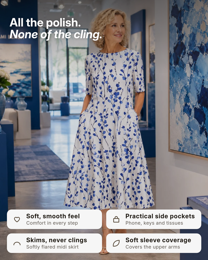 Marguerite | Floral Midi Dress with Pockets
