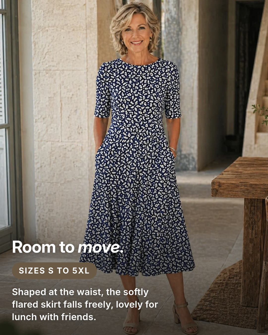 Marguerite | Floral Midi Dress with Pockets