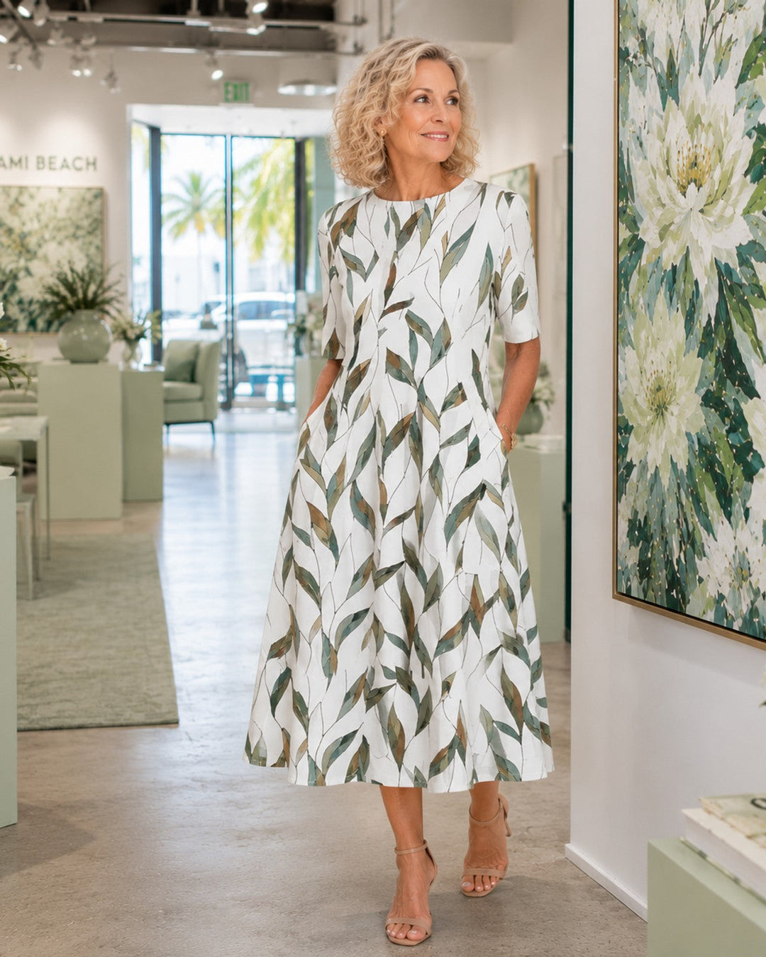Marguerite | Floral Midi Dress with Pockets