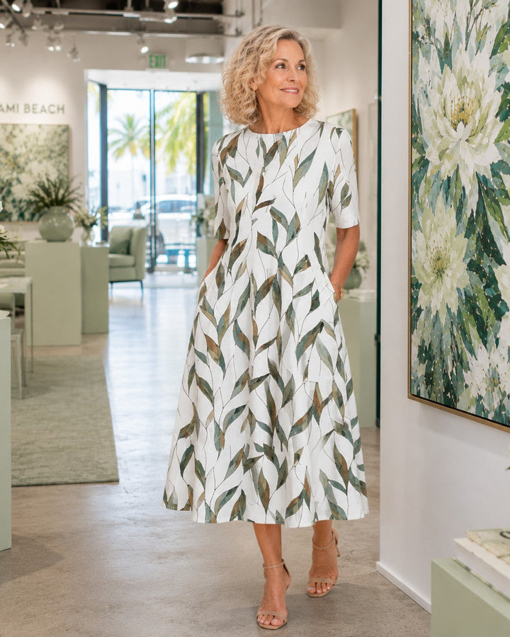 Marguerite | Floral Midi Dress with Pockets